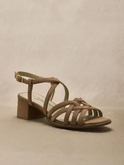 Sandales cuir velours