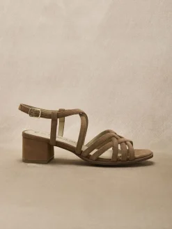 Sandales cuir velours