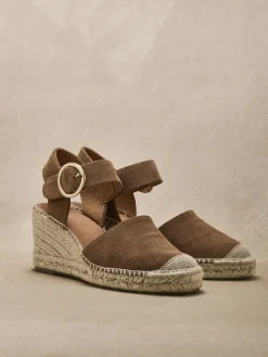 Sandales cuir velours