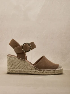 Sandales cuir velours