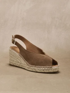 Sandales cuir velours esprit espadrilles
