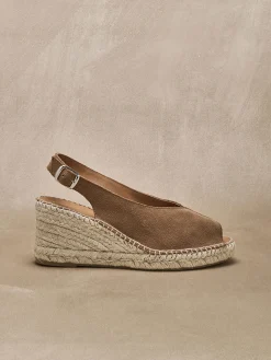 Sandales cuir velours esprit espadrilles