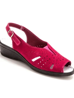 Sandales cuir velours grande largeur