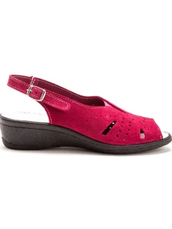 Sandales cuir velours grande largeur