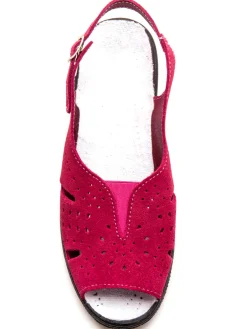 Sandales cuir velours grande largeur