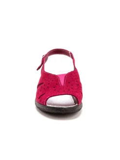 Sandales cuir velours grande largeur