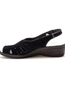 Sandales cuir velours grande largeur