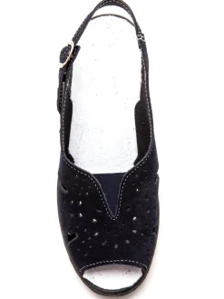 Sandales cuir velours grande largeur