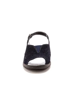 Sandales cuir velours grande largeur