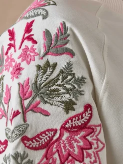 Sweat-shirt fantaisie manches brodées