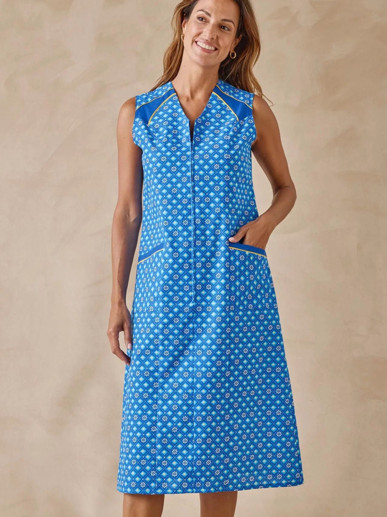 Tablier zippé imprimé sans manches