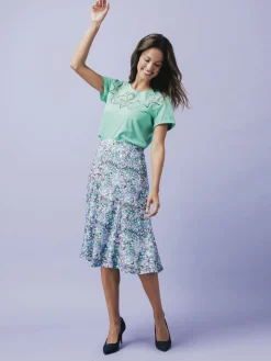 Tee-shirt coton à broderies ajourées