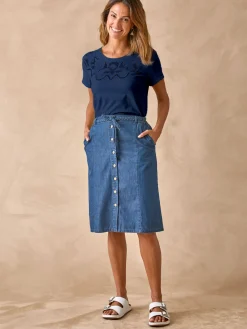 Tee-shirt coton à broderies ajourées