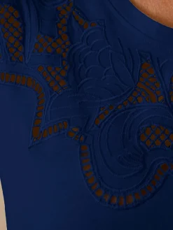 Tee-shirt coton à broderies ajourées