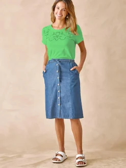 Tee-shirt coton à broderies ajourées