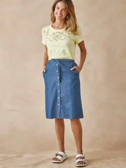 Tee-shirt coton à broderies ajourées