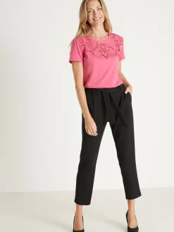 Tee-shirt coton à broderies ajourées