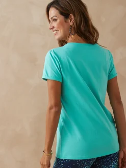 Tee-shirt coton à broderies ajourées