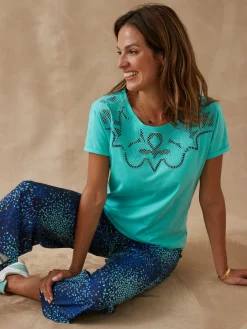 Tee-shirt coton à broderies ajourées