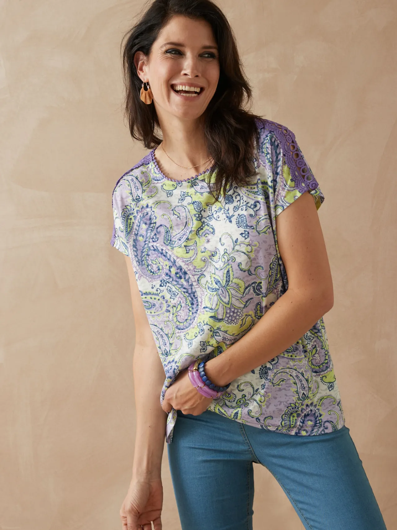 Tee-shirt en maille dévorée