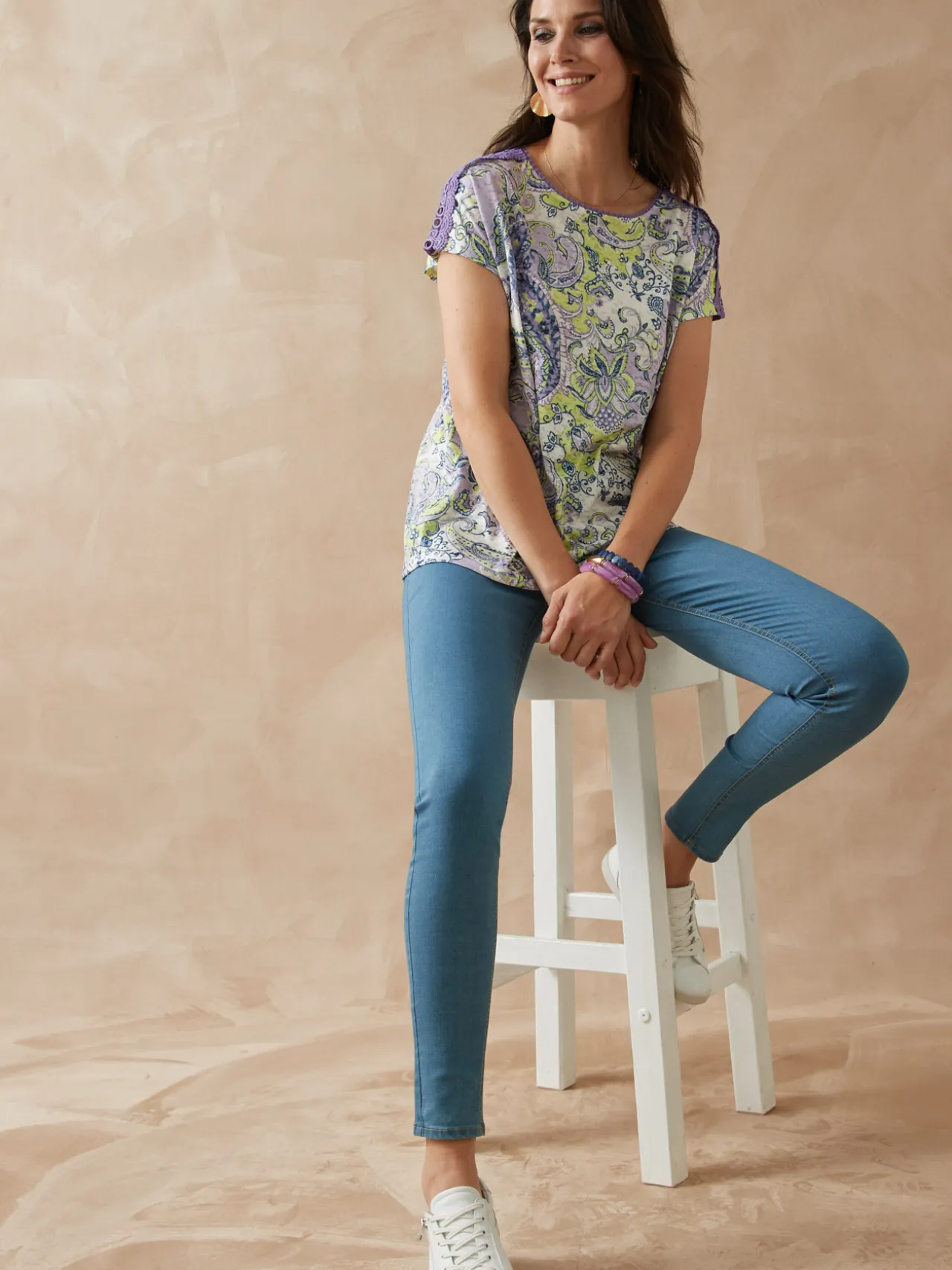 Tee-shirt en maille dévorée