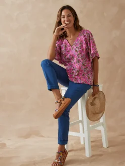 Tee-shirt encolure V avec smocks