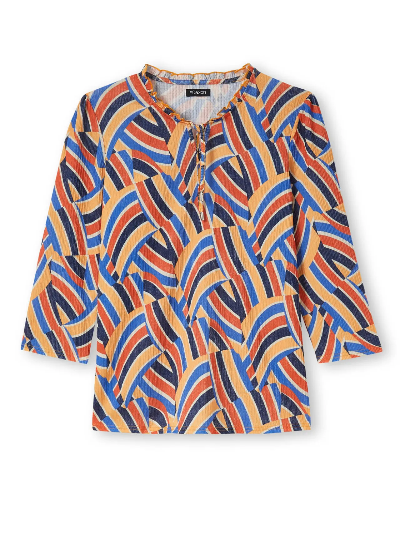 Tee-shirt maille gaufrée col volanté