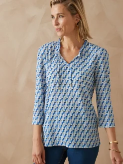 Tee-shirt maille gaufrée col volanté