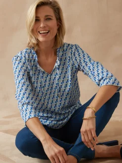 Tee-shirt maille gaufrée col volanté