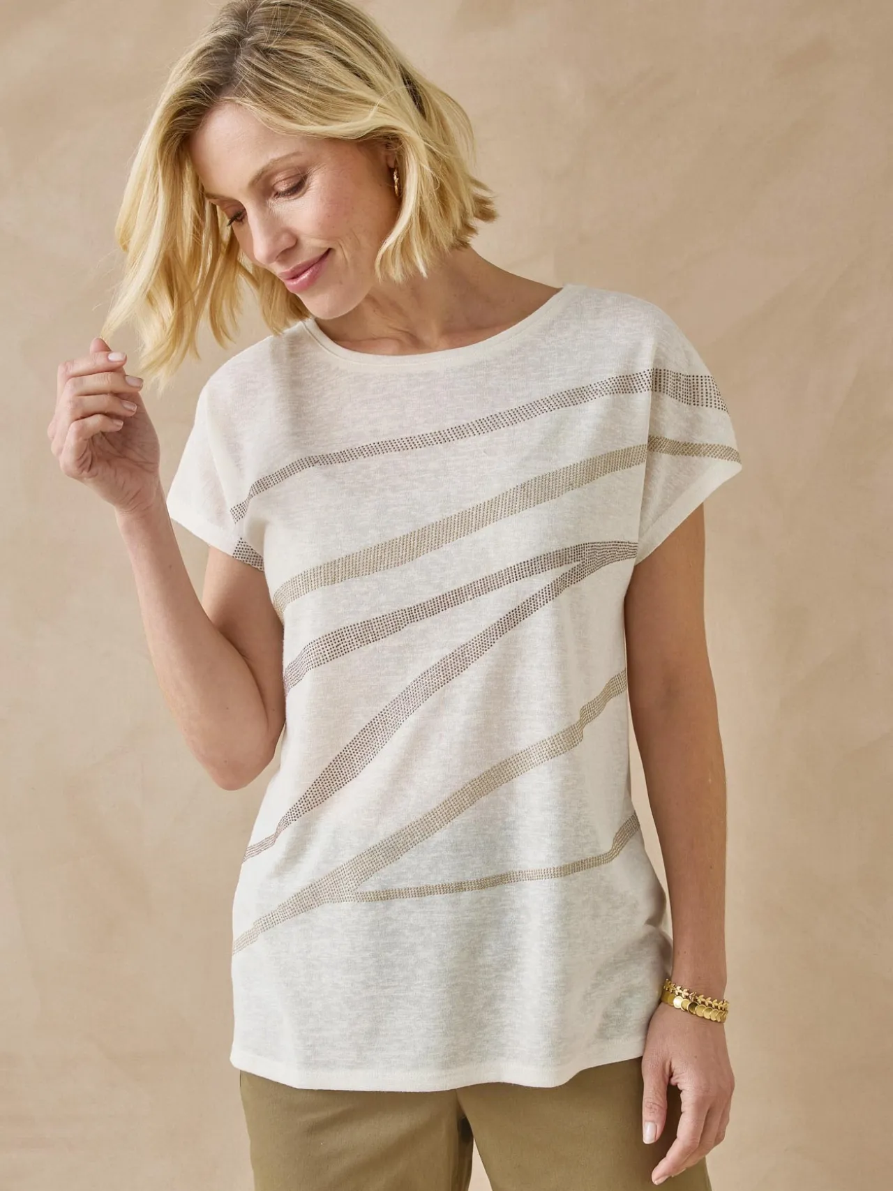 Tee-shirt manches T détails strass