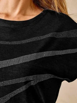 Tee-shirt manches T détails strass