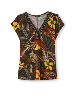 Tee-shirt perles fantaisie maille fluide