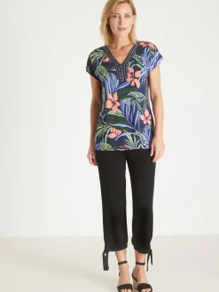 Tee-shirt perles fantaisie maille fluide