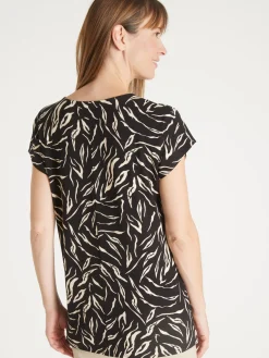 Tee-shirt perles fantaisie maille fluide