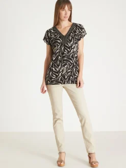 Tee-shirt perles fantaisie maille fluide