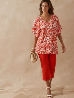 Tee-shirt V smocks au dos