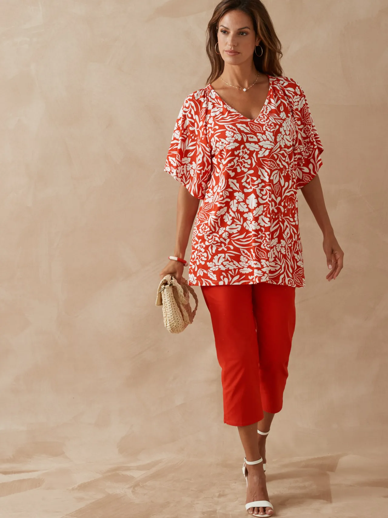 Tee-shirt V smocks au dos