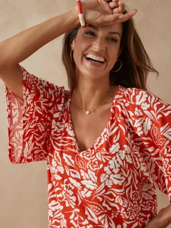 Tee-shirt V smocks au dos