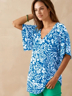 Tee-shirt V smocks au dos