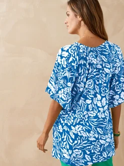 Tee-shirt V smocks au dos