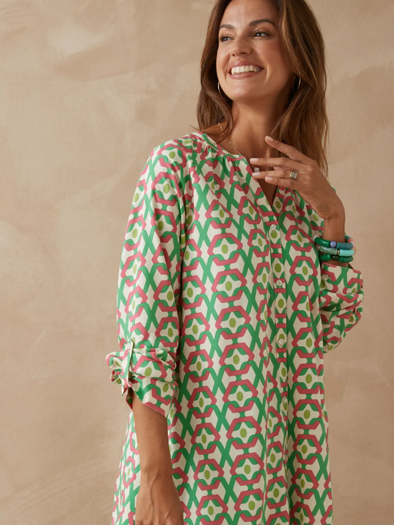 Tunique longue entièrement boutonnée