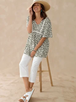 Tunique évasée élastiquée taille