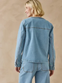 Veste denim encolure ronde