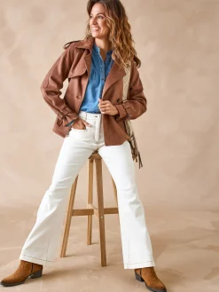 Veste style trench en suédine